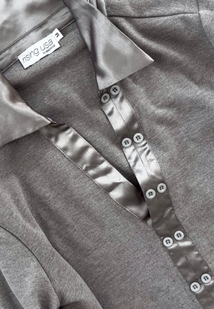 Double Button V-Neck (Grey)