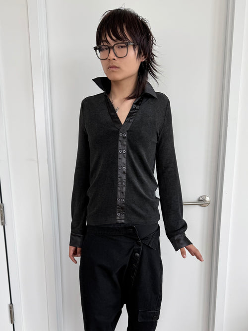 Double Button V-Neck (Black)